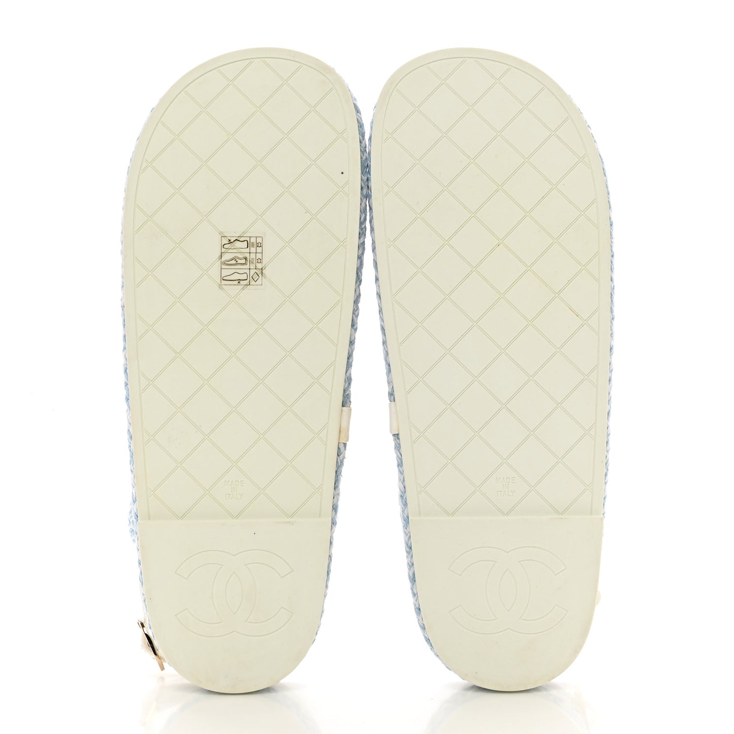 Lambskin Cord Chain CC Sandals 40 Blue White