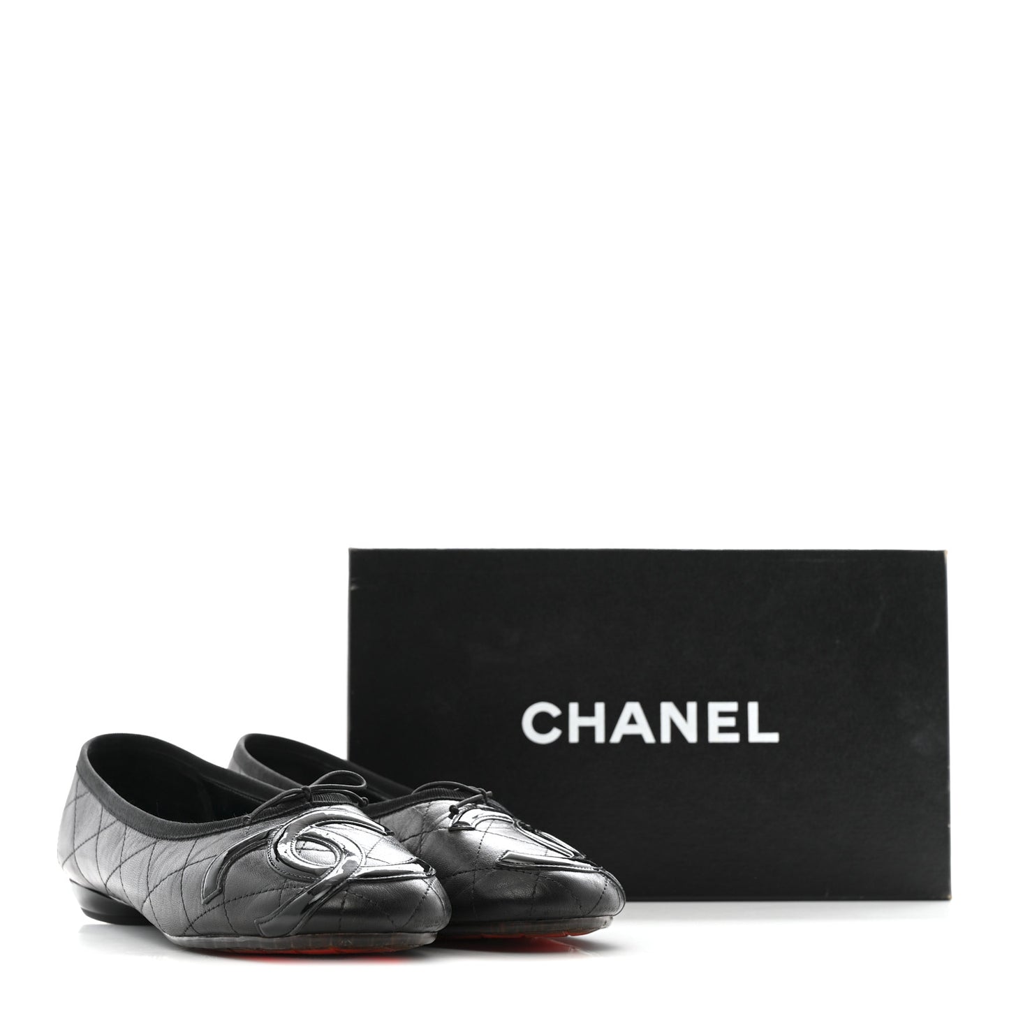 Lambskin Quilted Cambon Ballerina Flats 40 Black