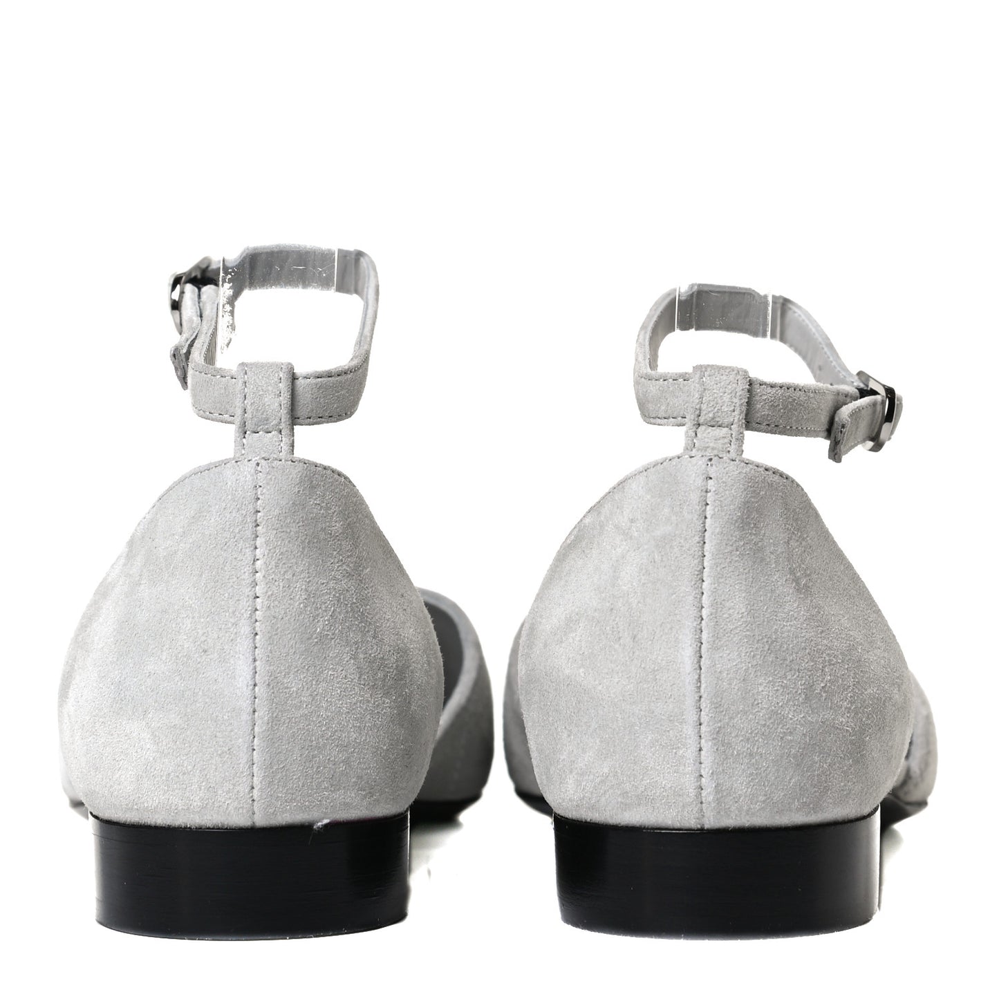 Suede Grosgrain Cap Toe CC Ankle Strap Sandals 37 Gray