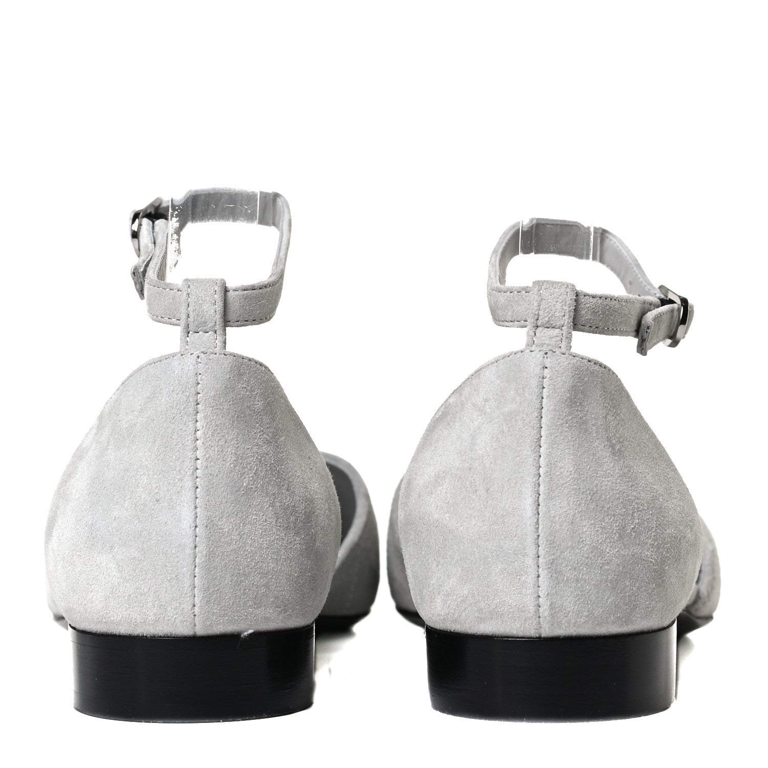 Chanel Suede Grosgrain Cap Toe CC Ankle Strap Sandals 37 Gray 6 of 13