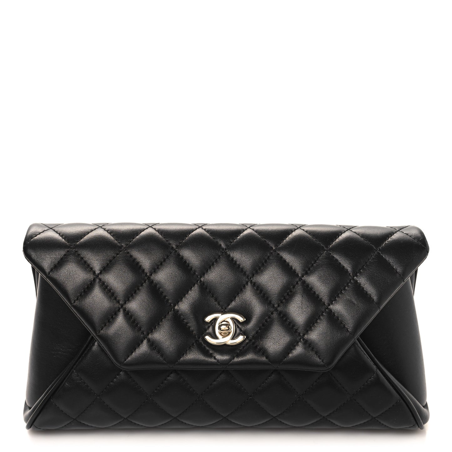 Lambskin Quilted Fold Up Again Clutch Black