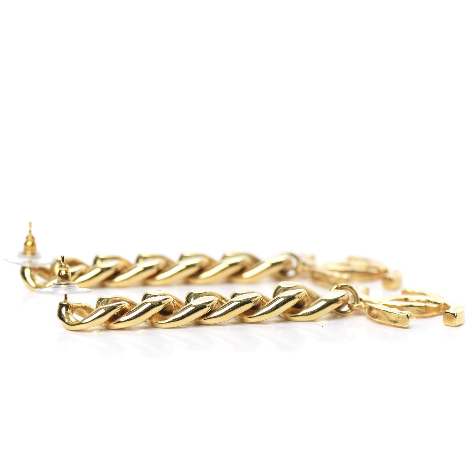 Chanel Metal CC Pick Drop Earrings Gold 3 of 5