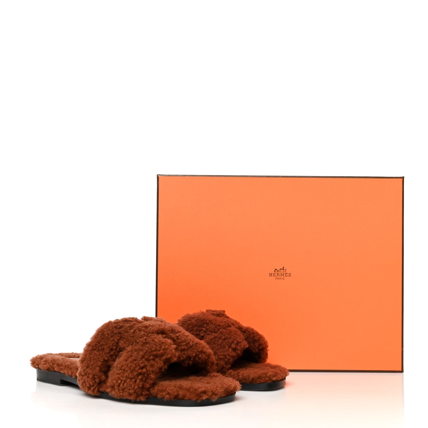 Hermes Woolskin Oran Sandals 38 Cognac 8 of 8