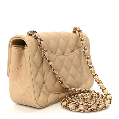 Chanel Lambskin Quilted Mini Rectangular Flap Beige 3 of 12
