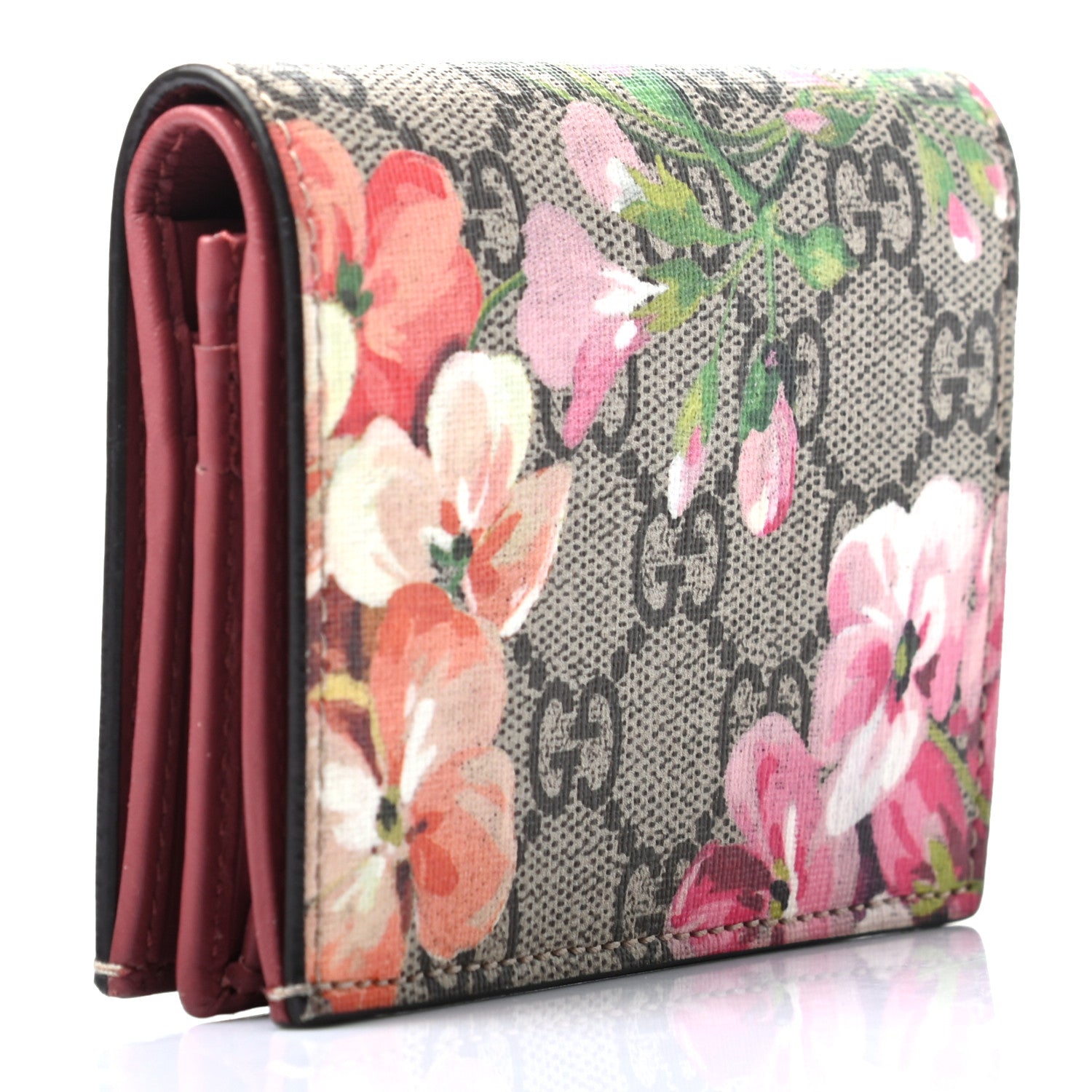 Gucci GG Supreme Monogram Blooms Card Case Beige Multicolor Dry Rose 3 of 7