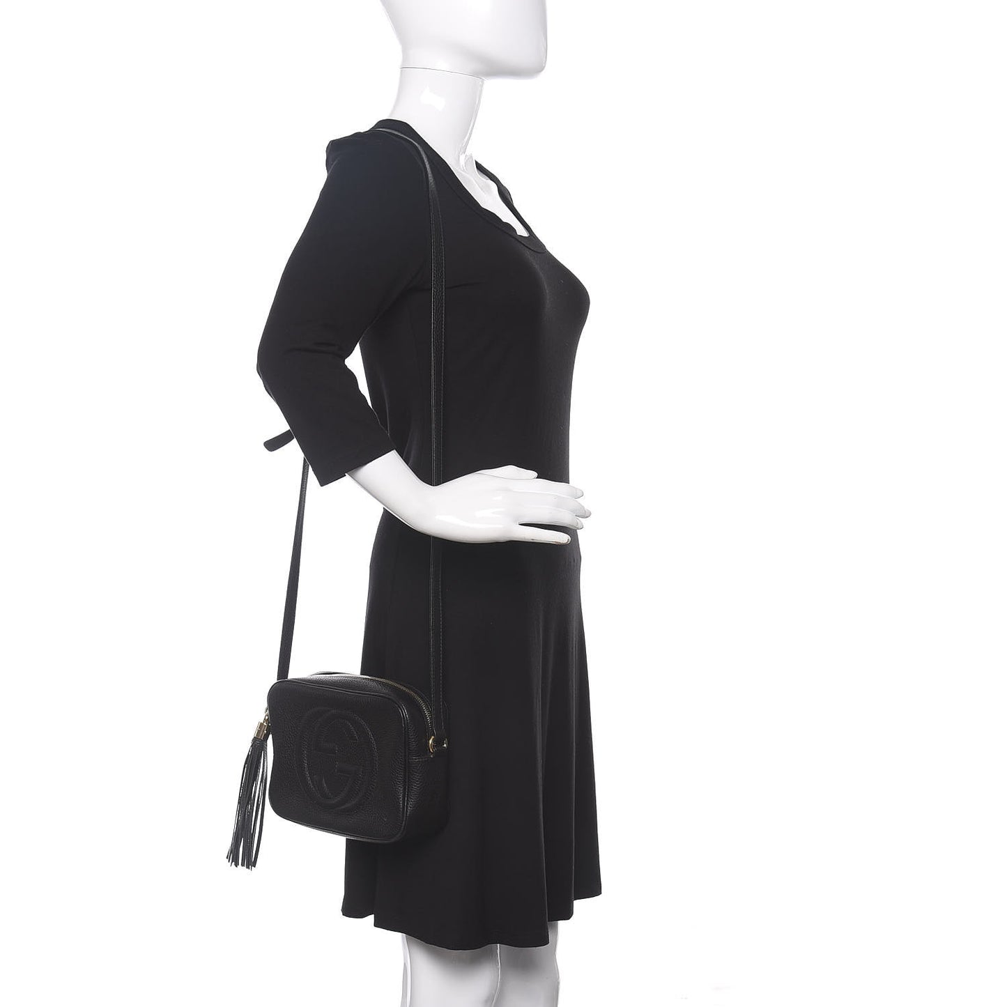 Pebbled Calfskin Small Soho Disco Bag Black
