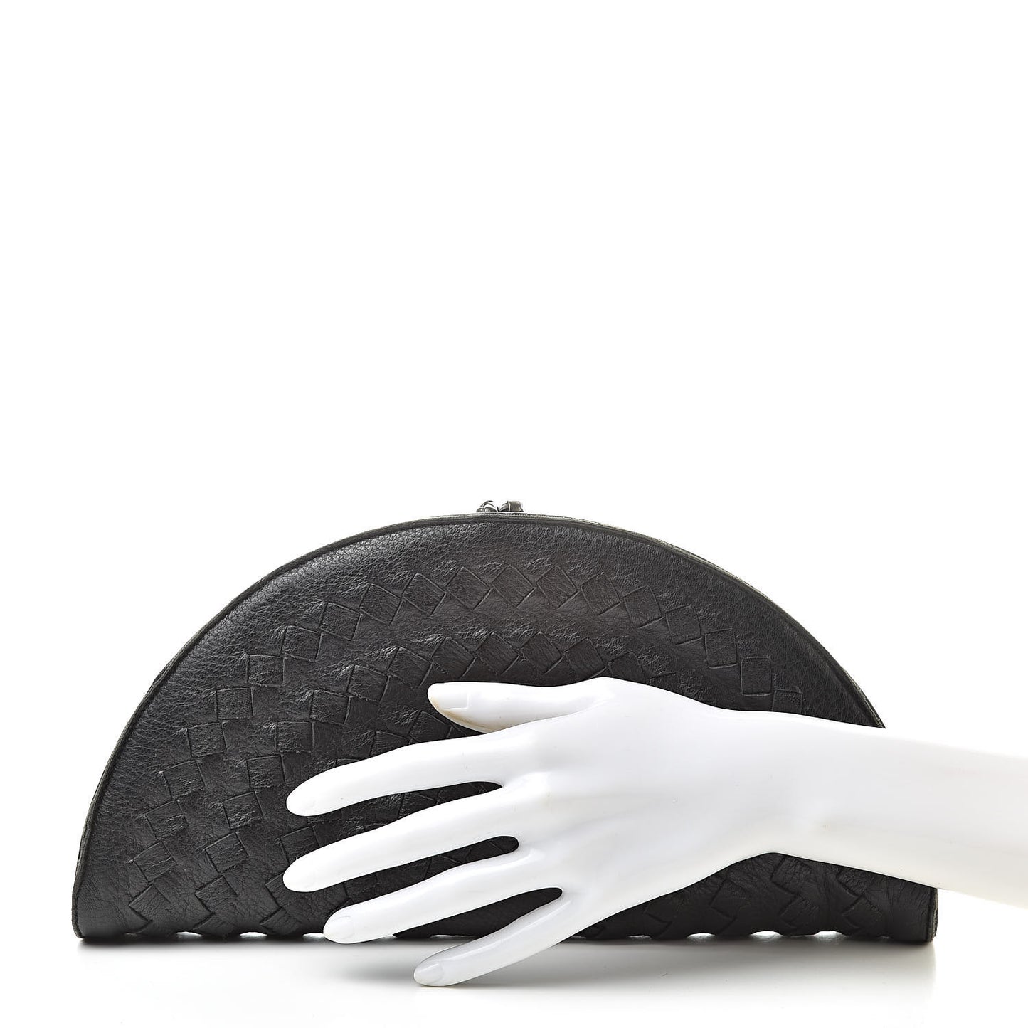 Cervo Deerskin Intrecciato Fan Clutch Black