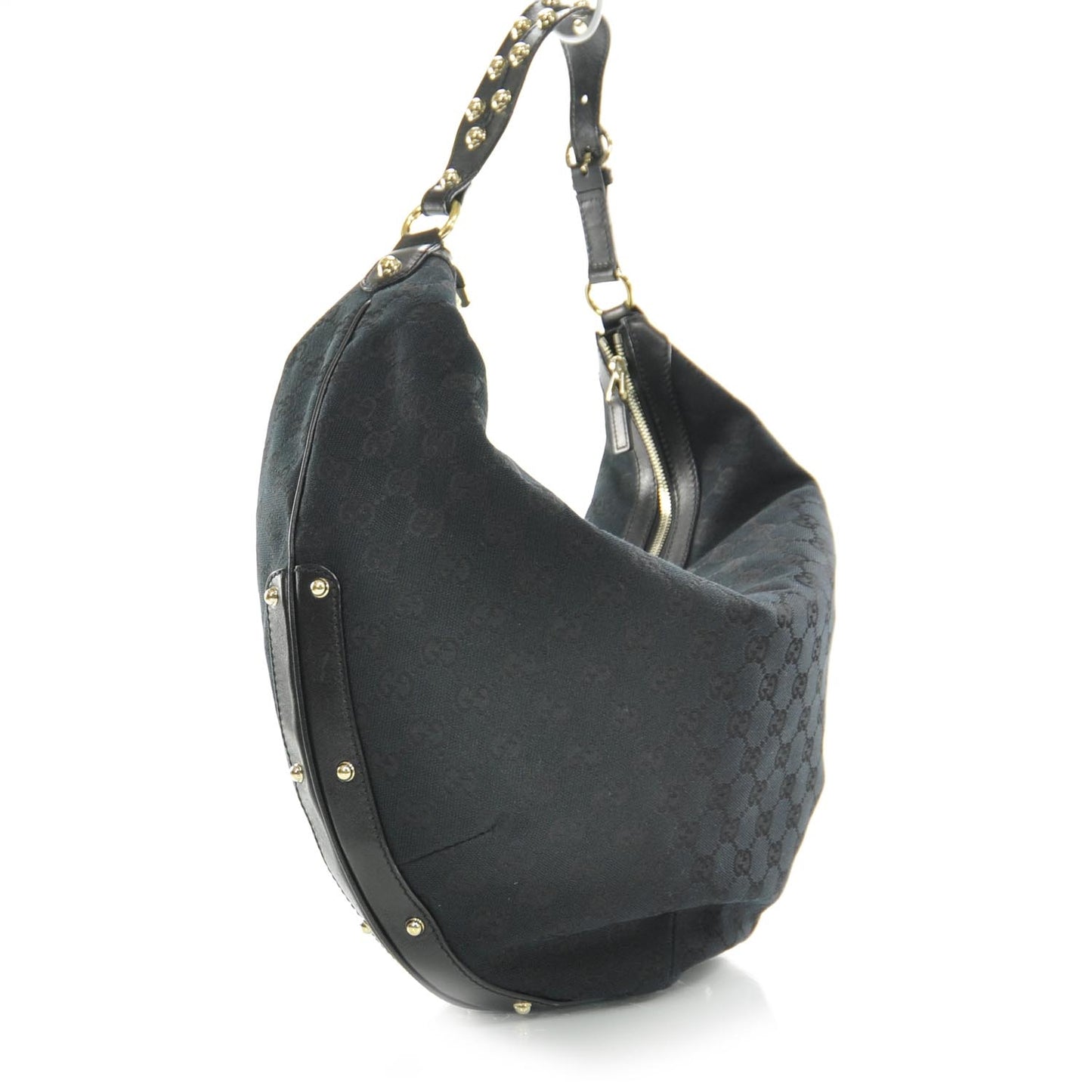 Monogram Large Studded Hobo Black