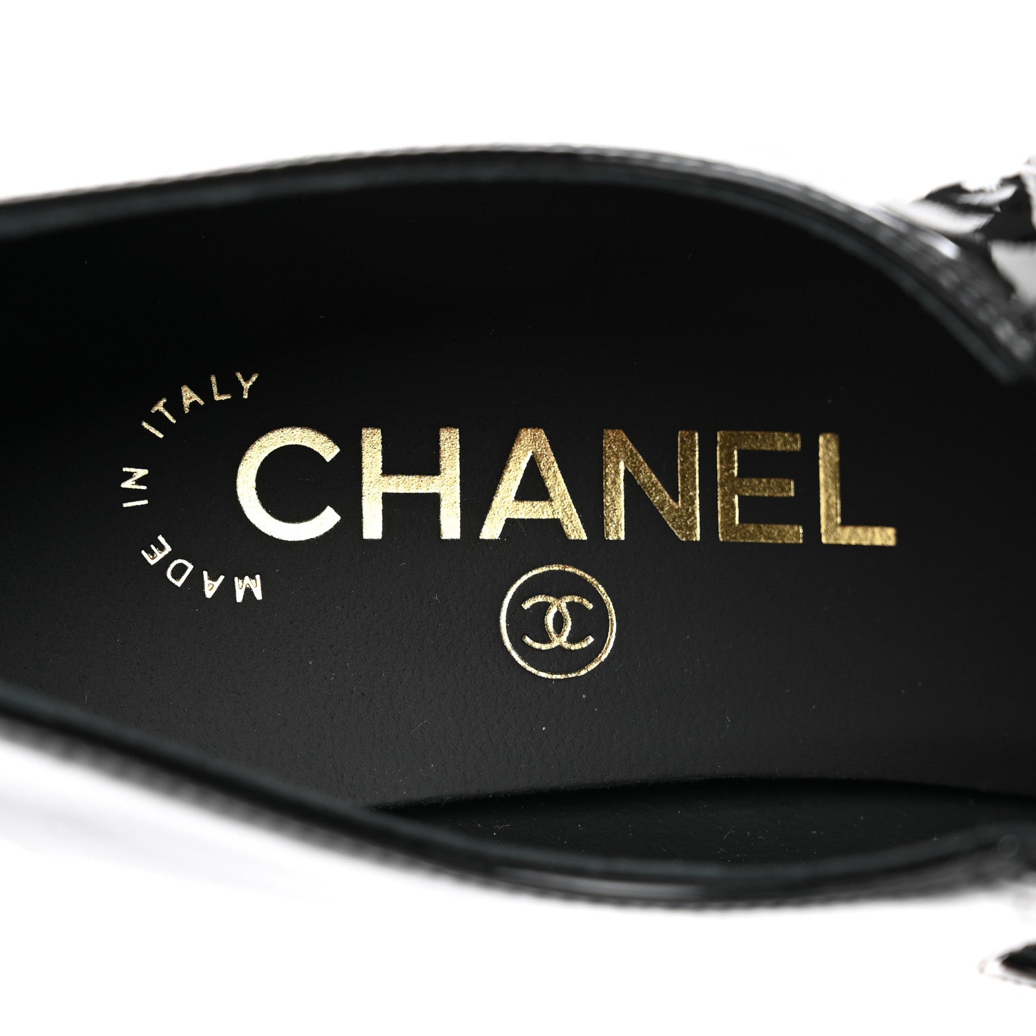 Chanel Patent Calfskin Grosgrain CC Mary Jane Pumps 37.5 Black 7 of 9