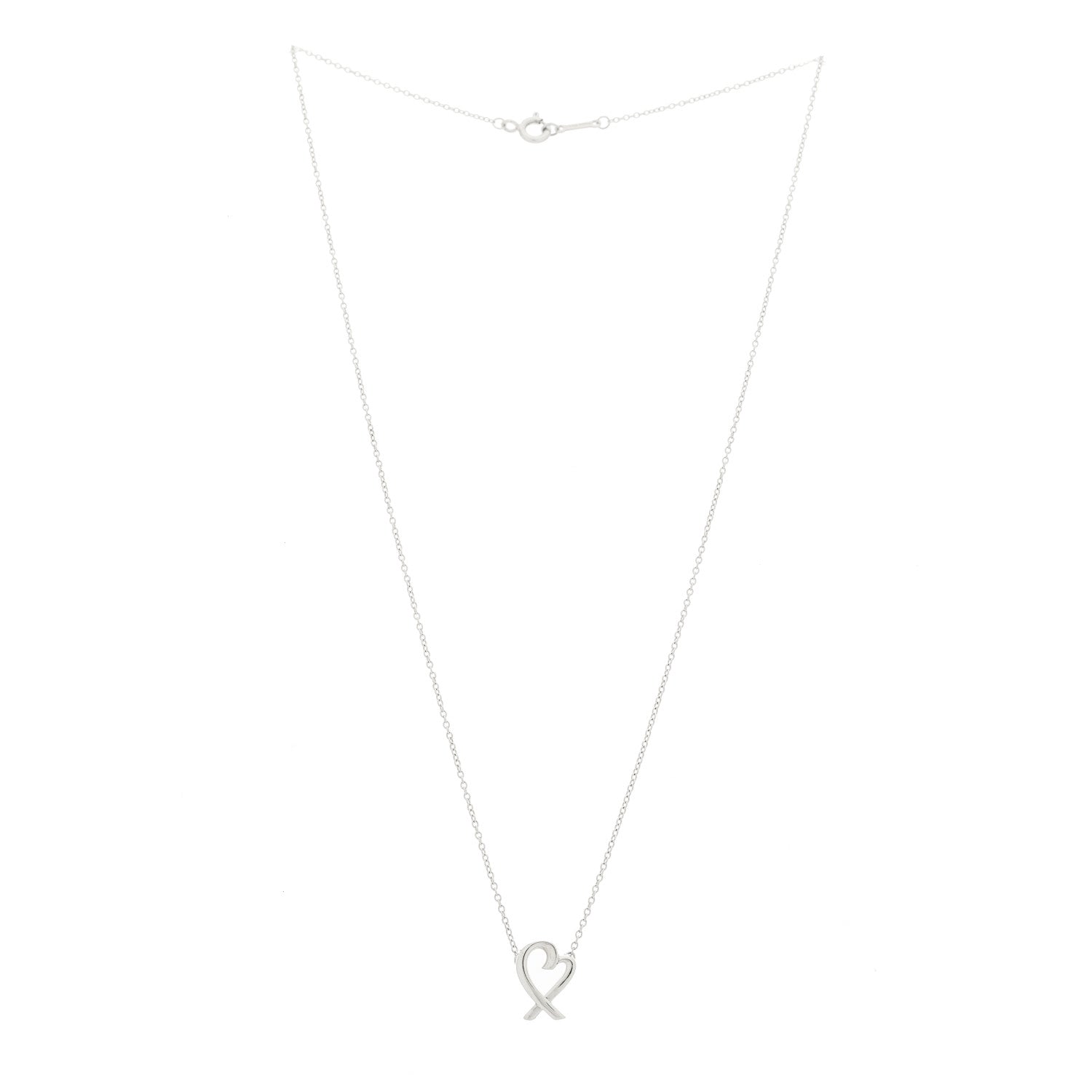 Tiffany Sterling Silver Small Paloma Picasso Loving Heart Pendant Necklace 3 of 6