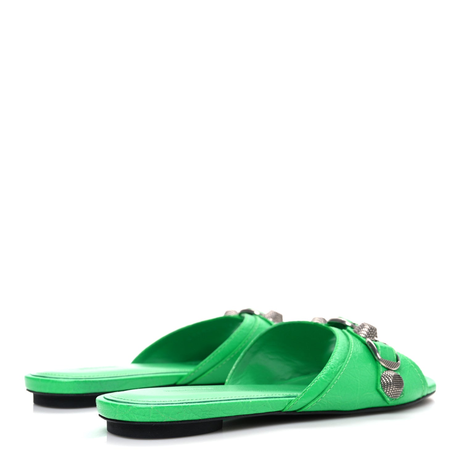 Balenciaga Agneau Arena Cagole Flat Slide Sandals 37 Vivid Green 5 of 10