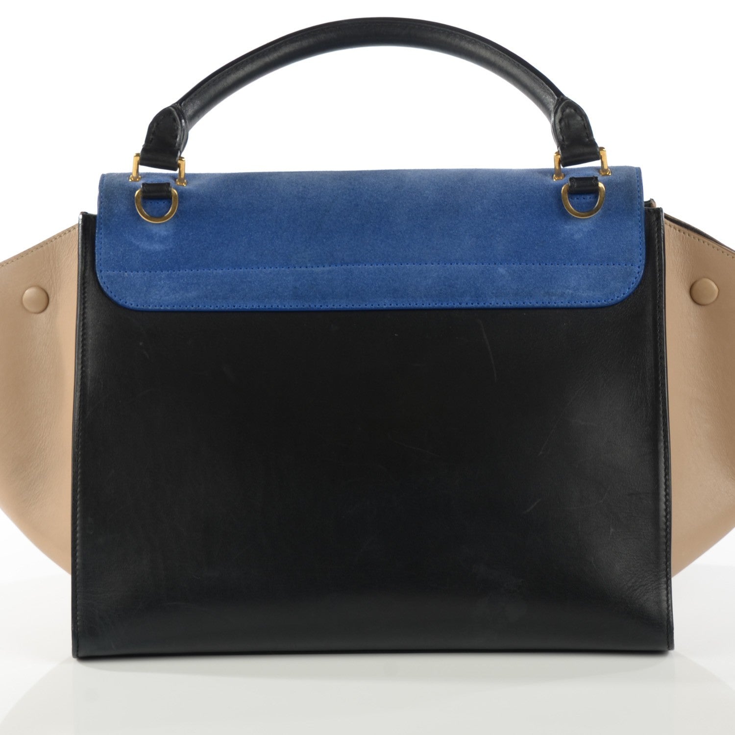 Celine Smooth Calfskin Suede Medium Tri-Color Trapeze Royal Blue 7 of 10