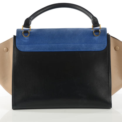 Celine Smooth Calfskin Suede Medium Tri-Color Trapeze Royal Blue 7 of 10