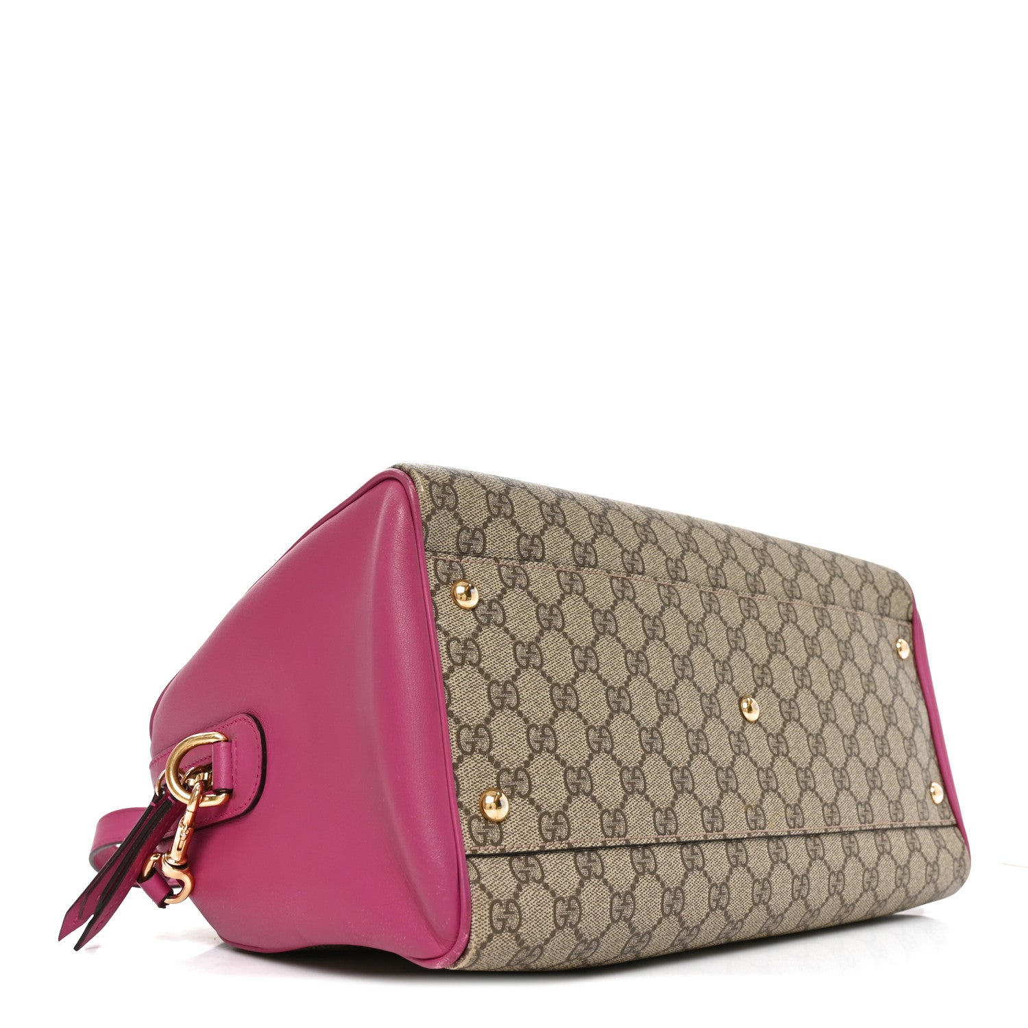 Gucci GG Supreme Monogram Medium Boston Beige Hibiscus Red New Rosette 4 of 11