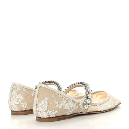 Jimmy Choo Floral Lace Crystal Pearl Baily Flats 36 Ivory 4 of 7