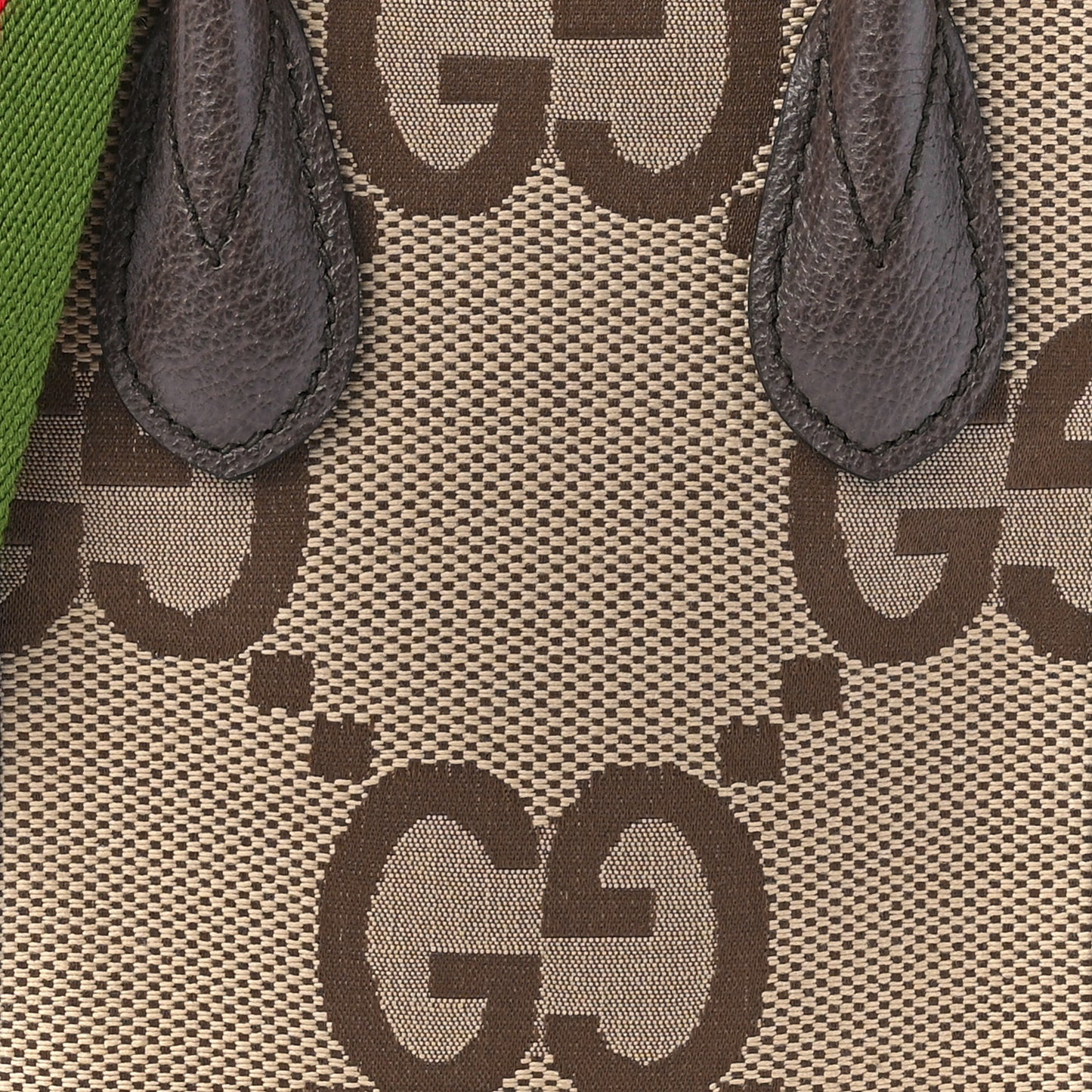 Monogram Jumbo GG Textured Dollar Calfskin Web Mini Vertical Tote Camel Ebony New Acero