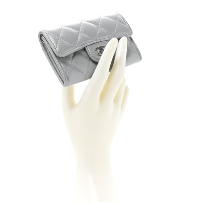 Chanel Metallic Lambskin Quilted Flap Card Holder Wallet Silver 2 of 11