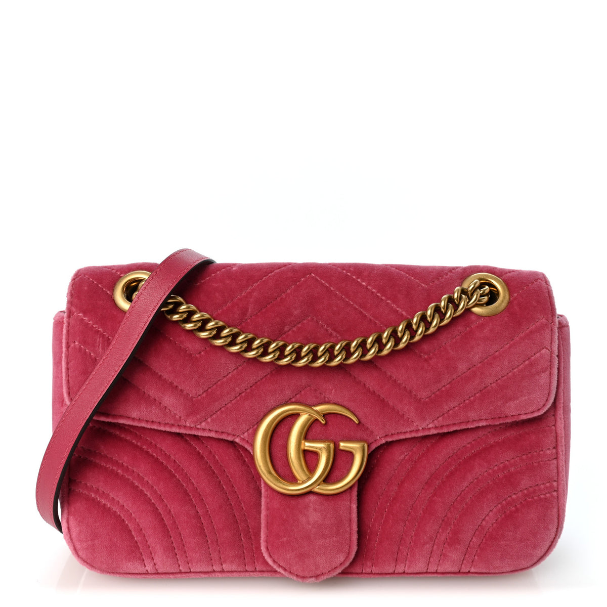 Gucci Velvet Matelasse Small GG Marmont Shoulder Bag Light Raspberry Rose 1 of 12
