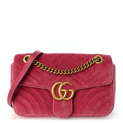 Gucci Velvet Matelasse Small GG Marmont Shoulder Bag Light Raspberry Rose 1 of 12