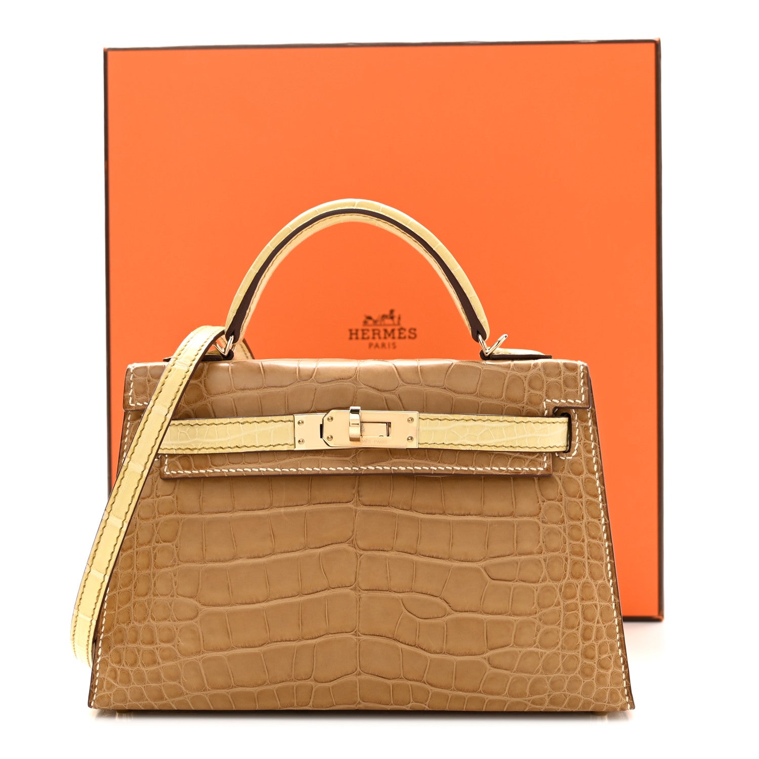 Hermes Matte Alligator Horseshoe Mini Kelly Sellier 20 Kraft Vanille 11 of 11