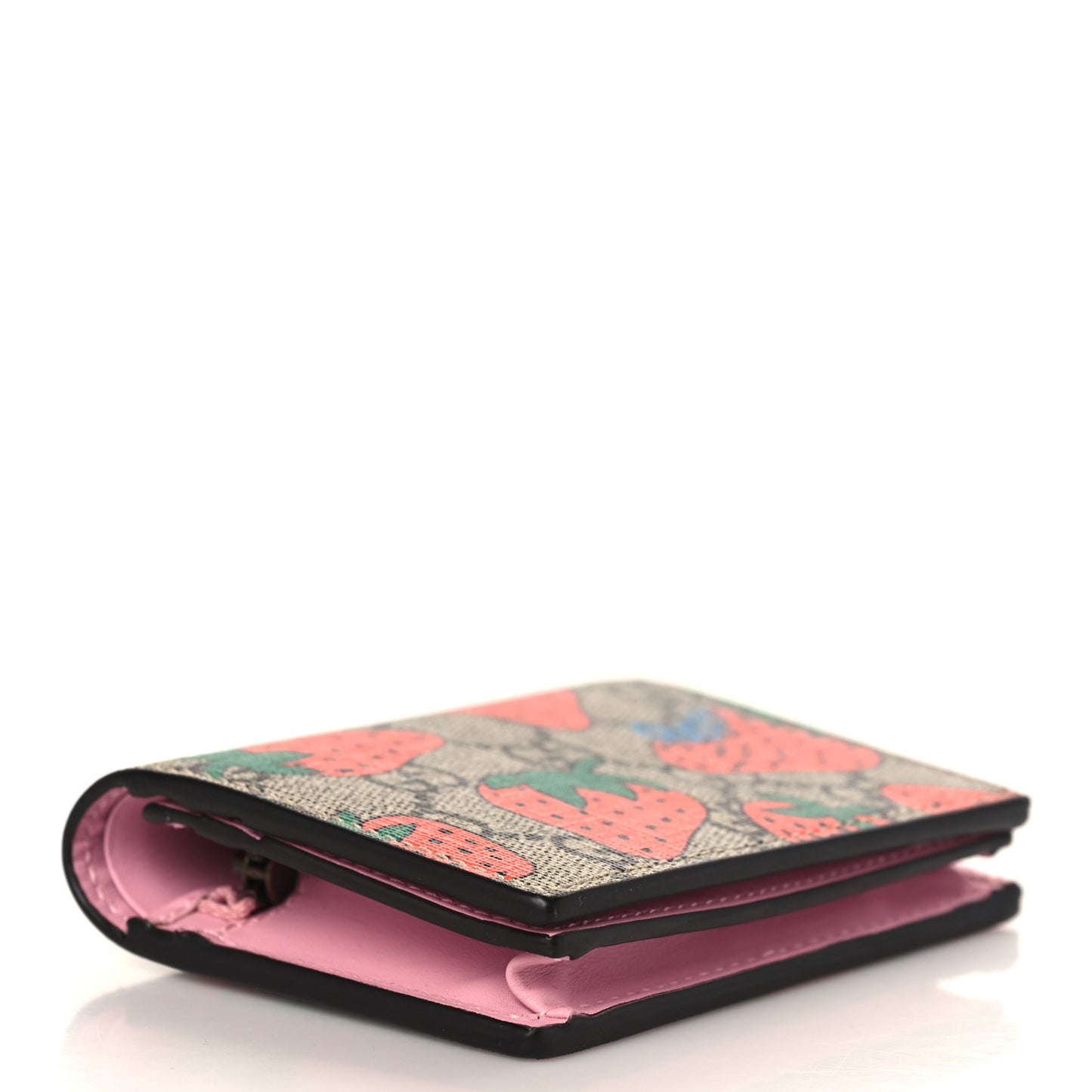 GG Supreme Monogram Strawberry Card Case