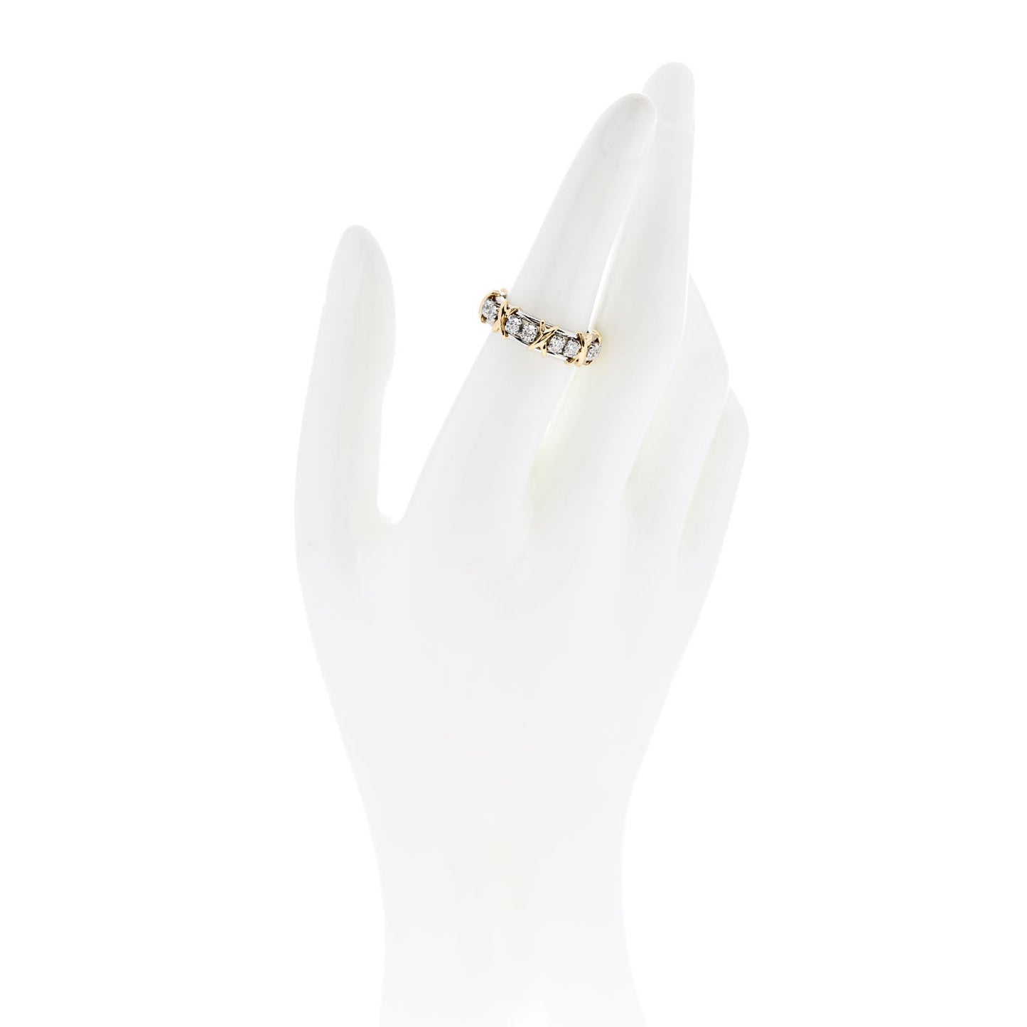 Platinum 18K Yellow Gold Diamond Schlumberger Sixteen Stone Ring 53 6.25