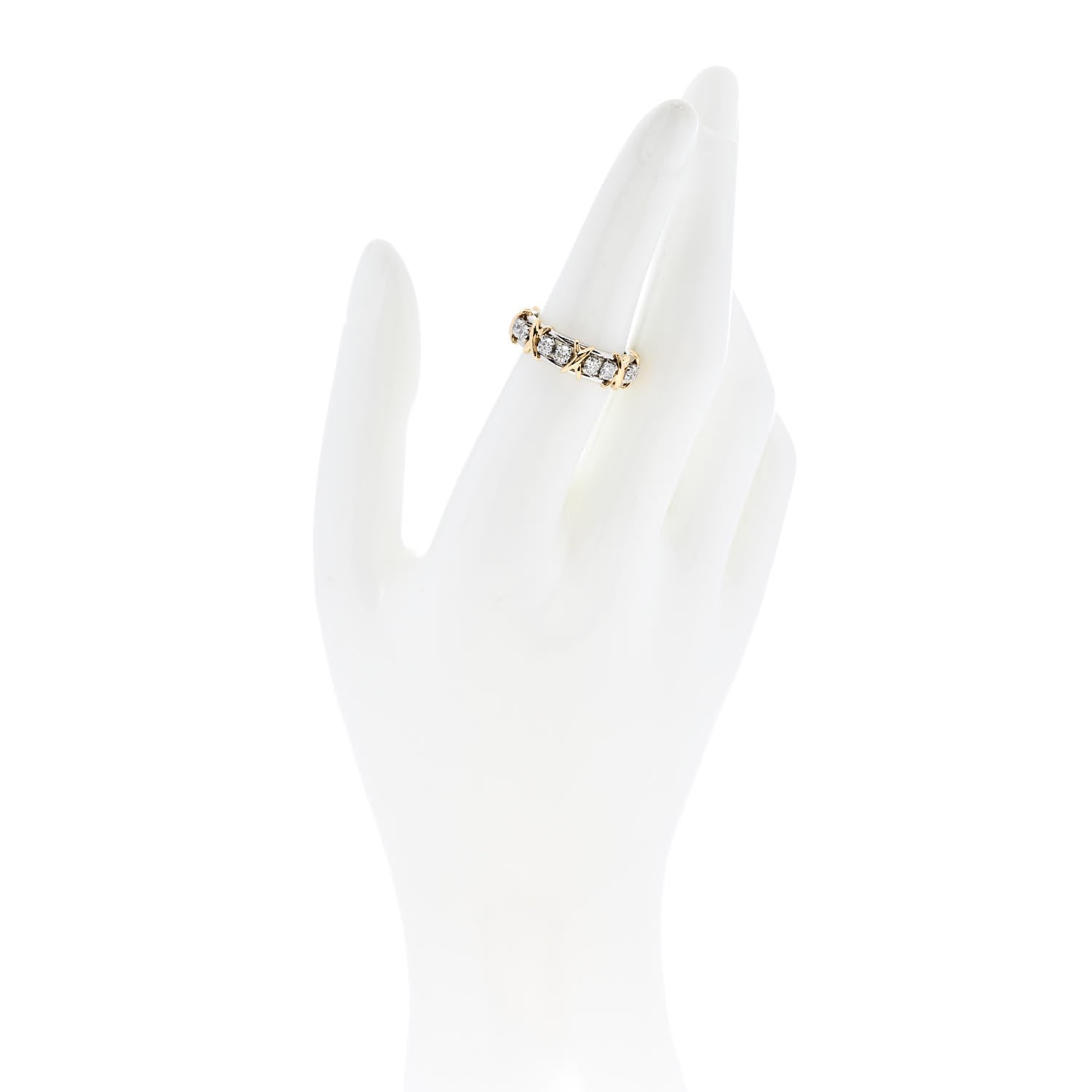 Tiffany Platinum 18K Yellow Gold Diamond Schlumberger Sixteen Stone Ring 53 6.25 2 of 5