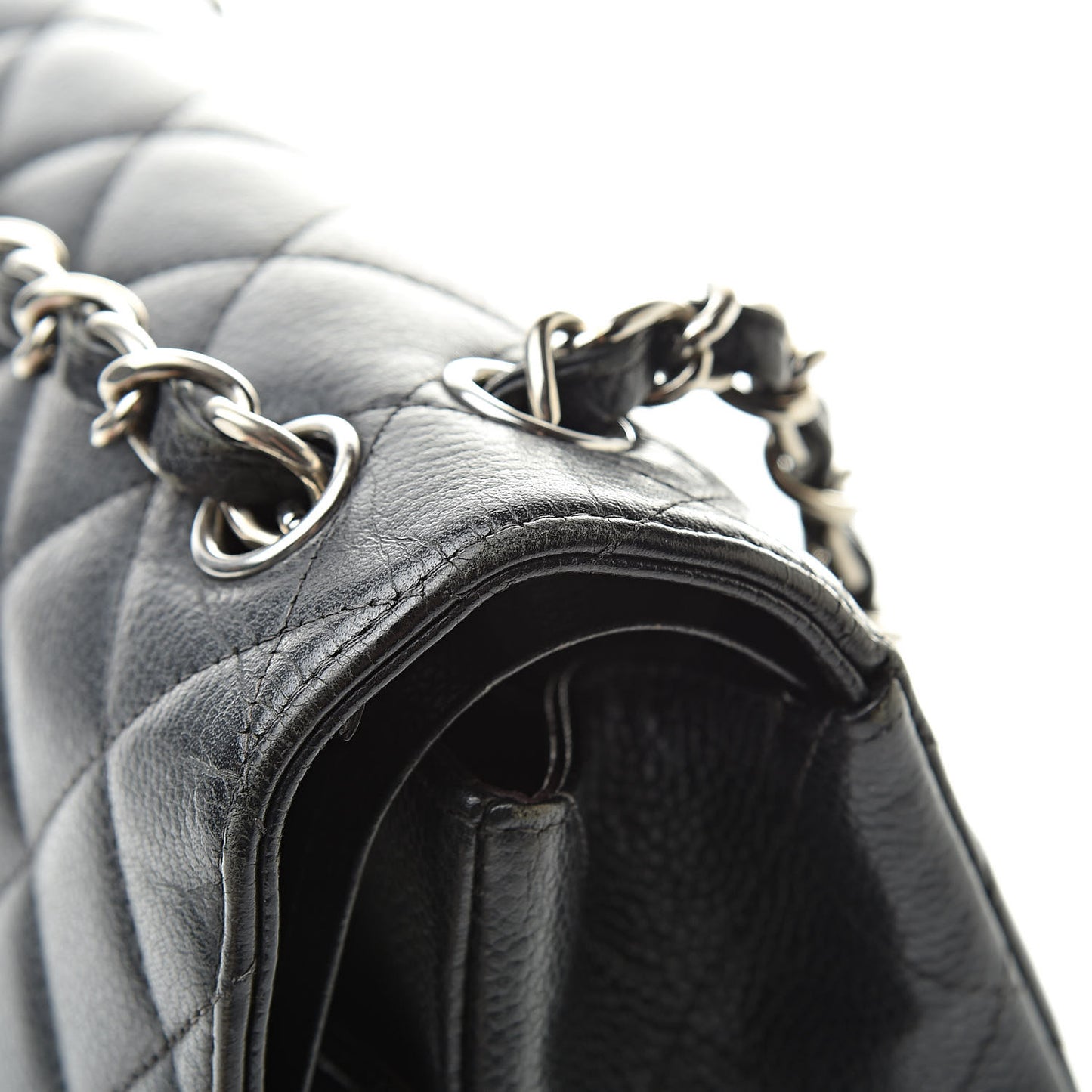 Caviar Quilted Jumbo Double Flap Black