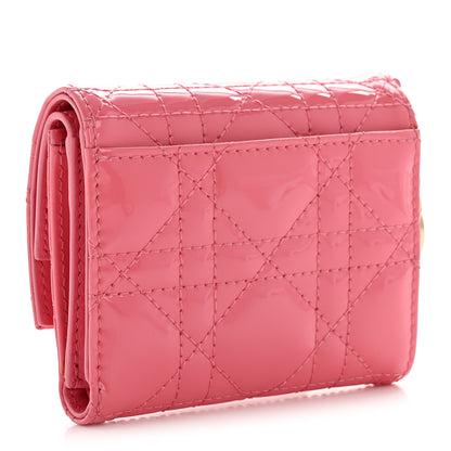 Christian Dior Patent Cannage Lady Dior Medium Wallet Bubble Pink 3 of 7