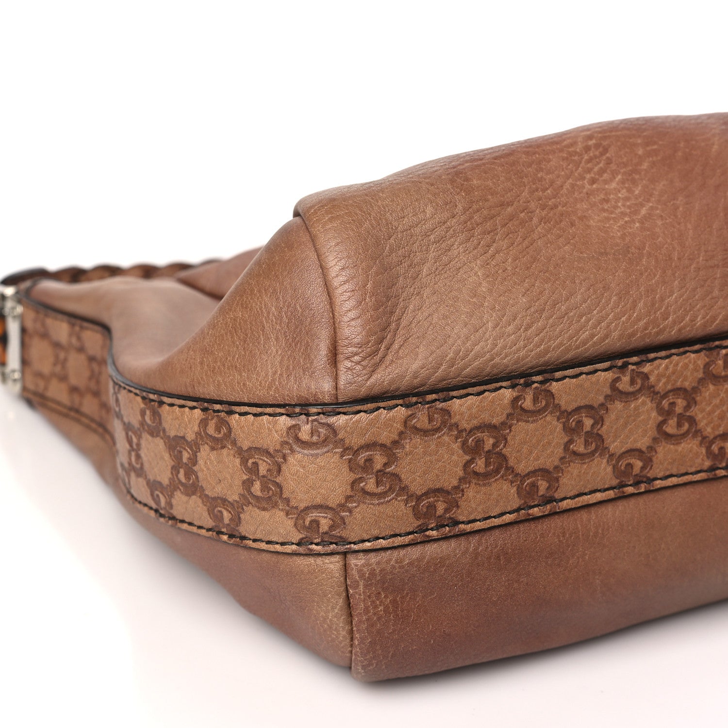 Gucci Pebbled Calfskin Guccissima Medium Bamboo Bar Hobo Light Brown 9 of 13