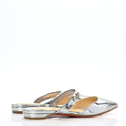 Christian Louboutin Patent Calfskin Choc Flat Mules 35.5 Silver 4 of 7