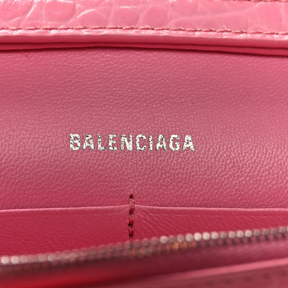 Balenciaga Shiny Calfskin Crocodile Embossed Hourglass Chain Bag Sweet Pink 6 of 12