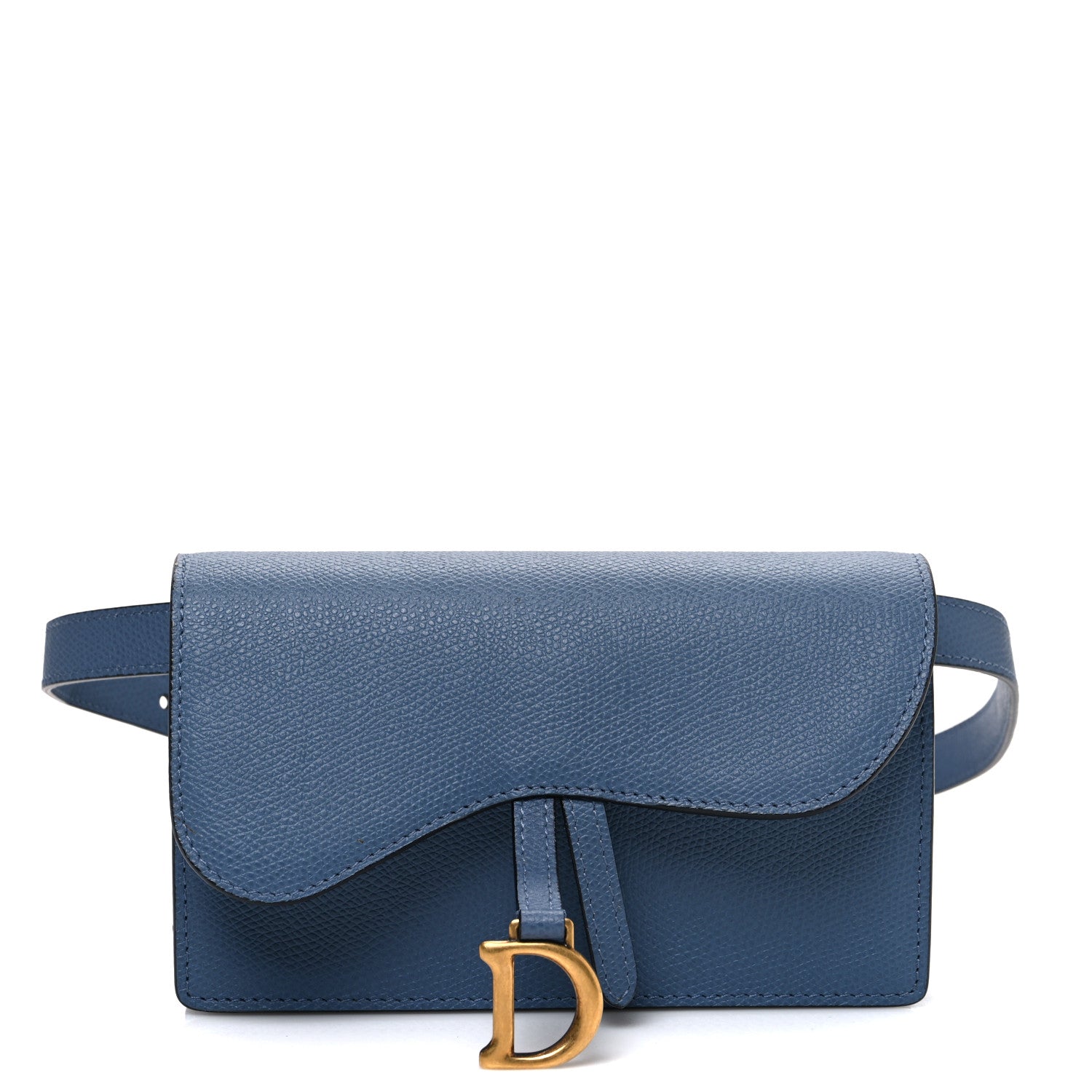 Christian Dior Grained Calfskin Saddle Belt Bag Denim Blue 1 of 11