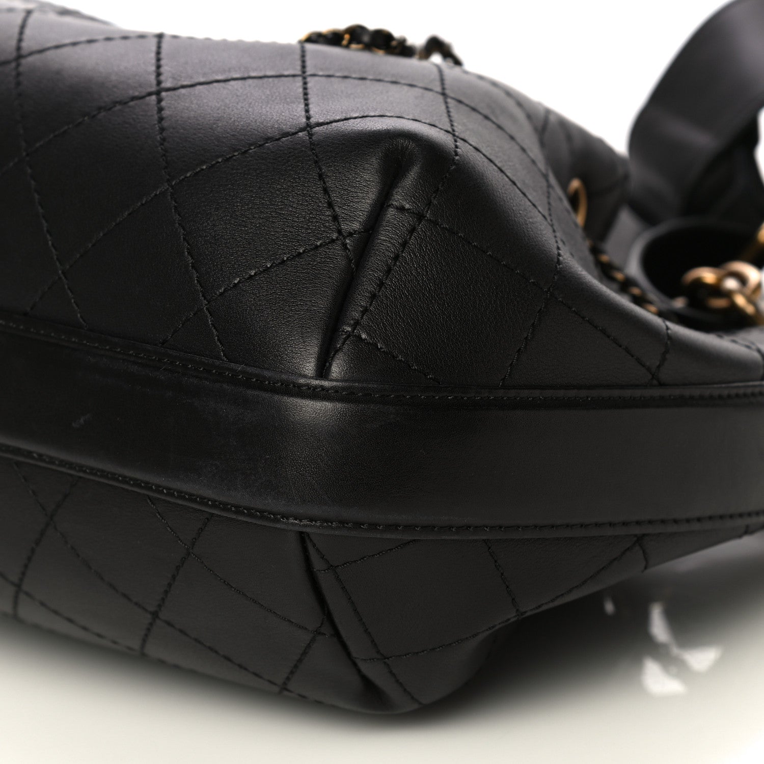 Chanel Calfskin Stitched Small Paris Rome Drawstring CC Bag Black 10 of 17
