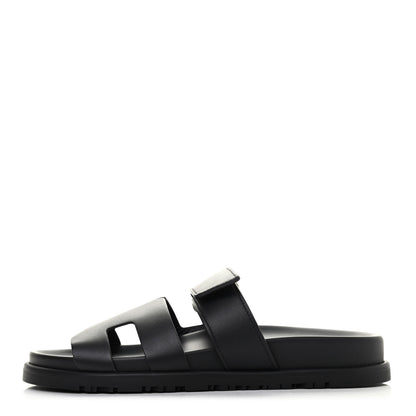 Hermes Calfskin Womens Chypre Sandals 36 Black 1 of 4