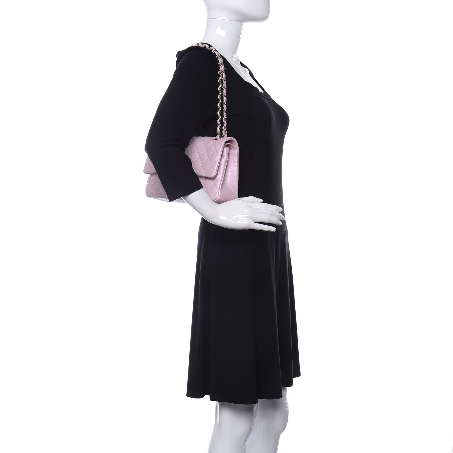 Chanel Iridescent Calfskin Quilted Medium Double Flap Light Pink 2 of 12