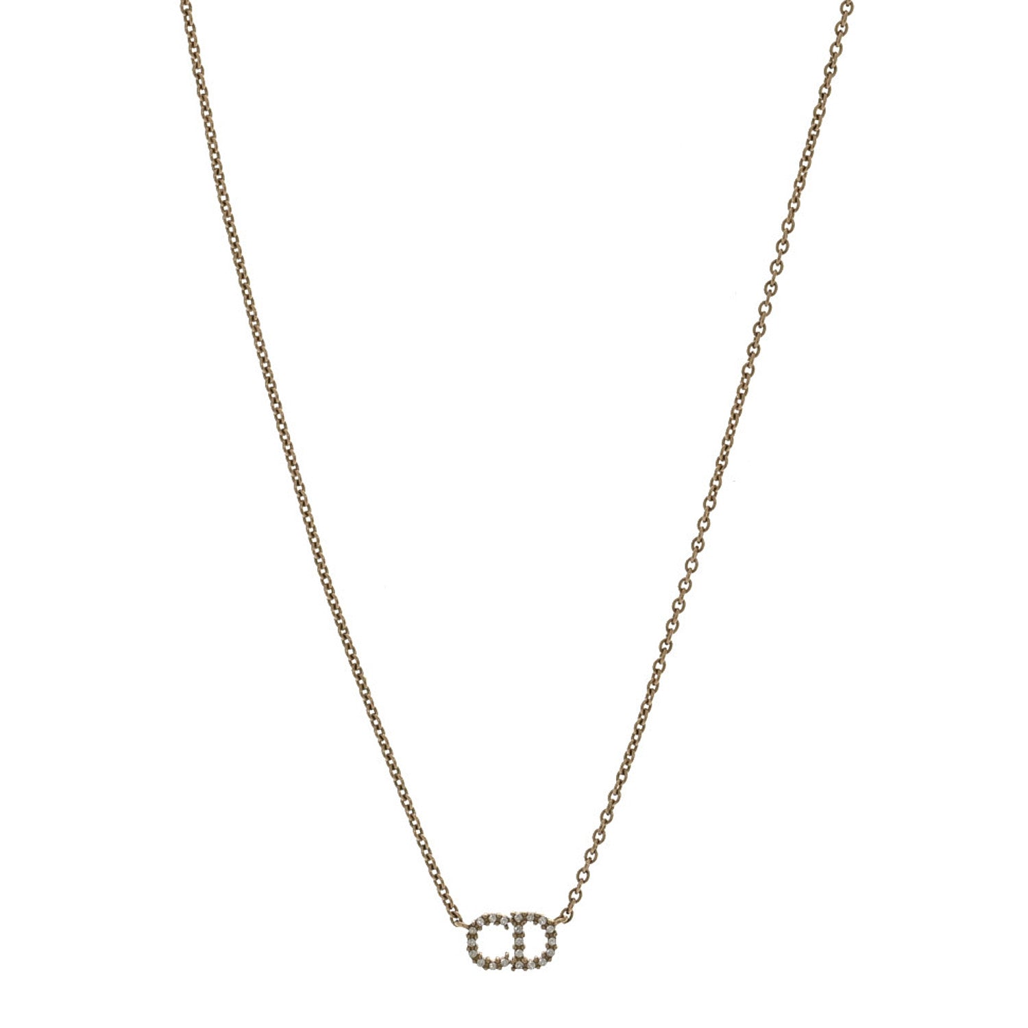 Christian Dior Metal Crystal Clair D Lune Necklace Gold 1 of 7
