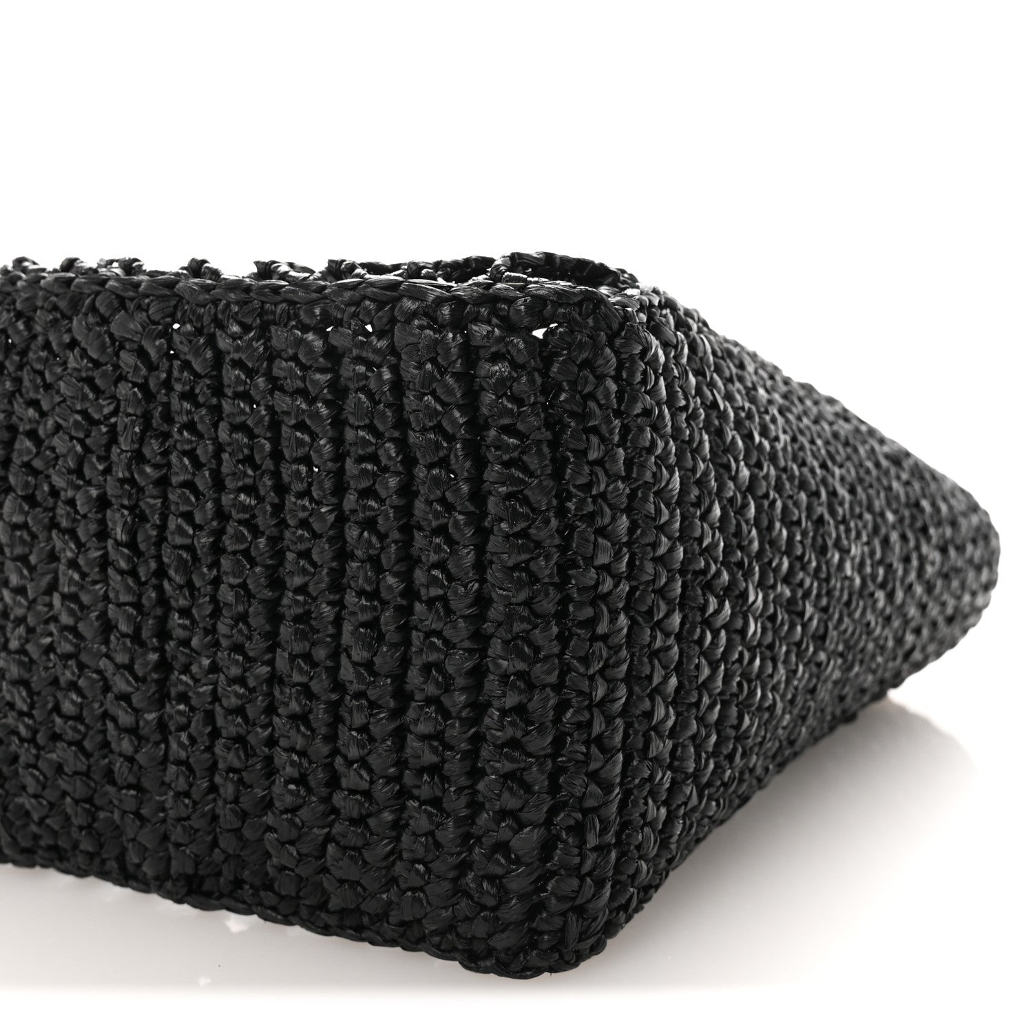 Prada Yarn Raffia Effect Crochet Logo Embroidered Small Tote Bag Black 8 of 8