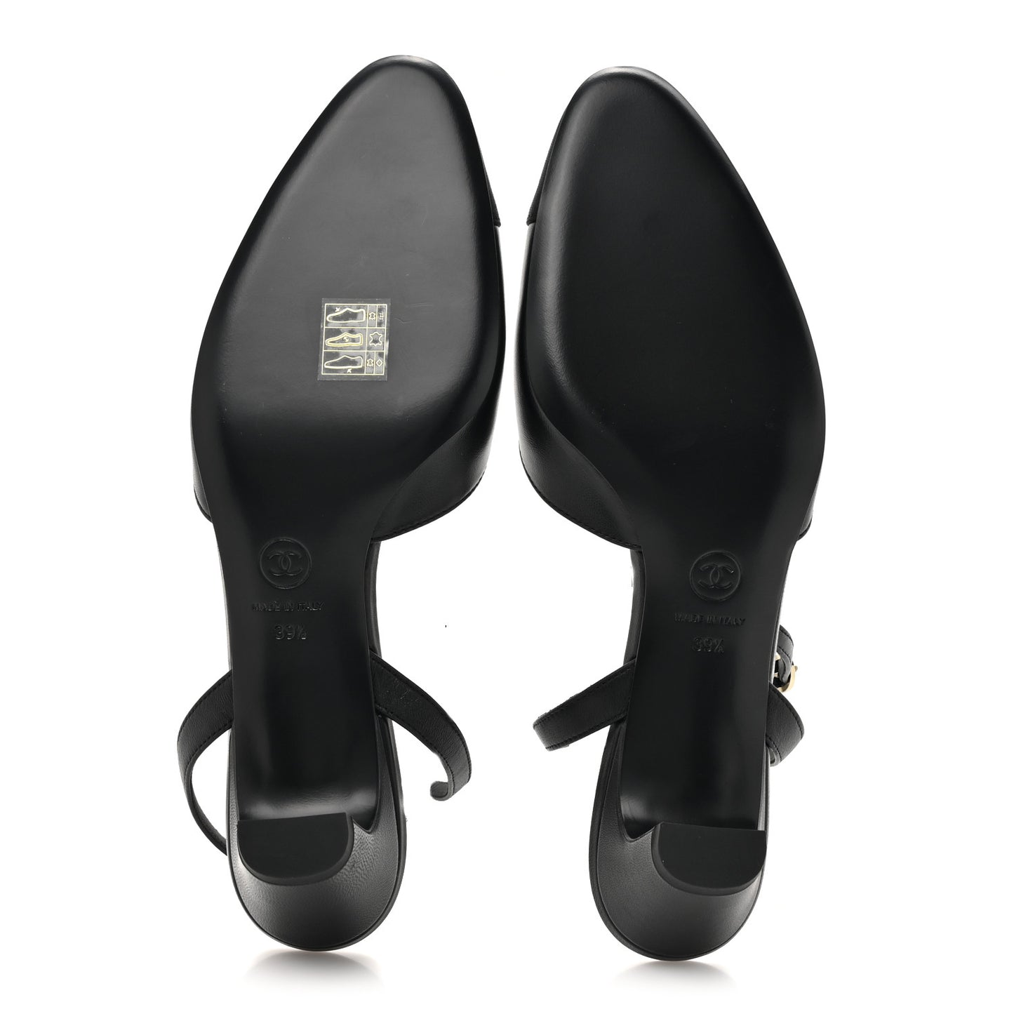 Lambskin Grosgrain Cap Toe CC Slingback Pumps 39.5 Black