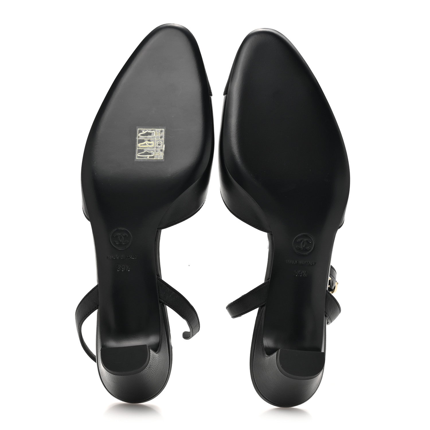 Chanel Lambskin Grosgrain Cap Toe CC Slingback Pumps 39.5 Black 5 of 9