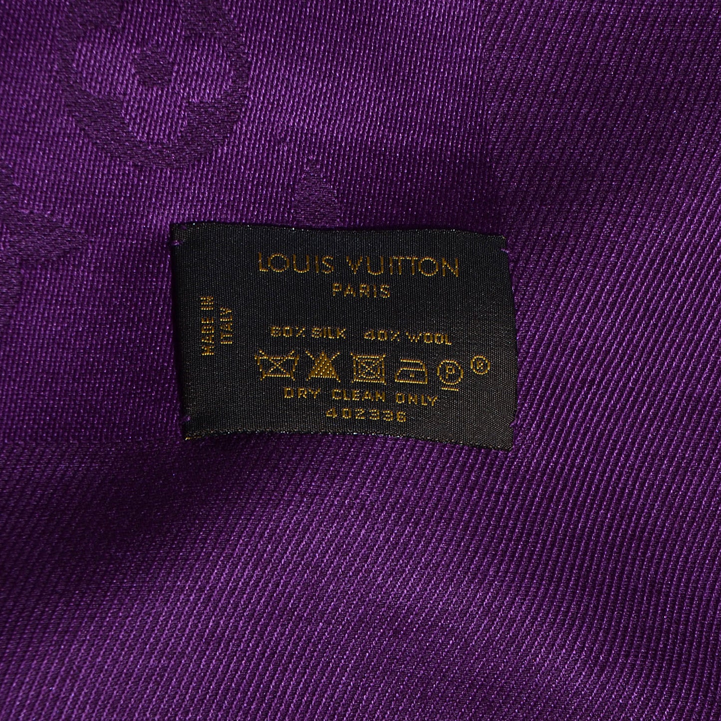 Silk Wool Monogram Shawl Cassis