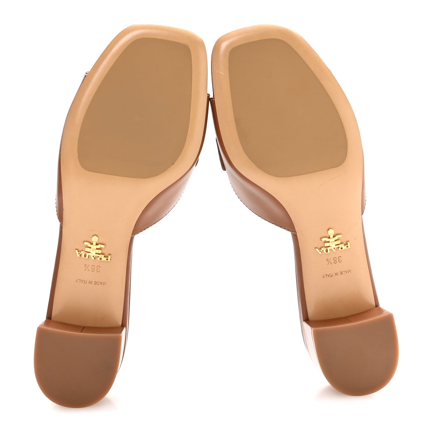 Prada Calfskin Slide Sandals 38.5 Cuoio 6 of 8