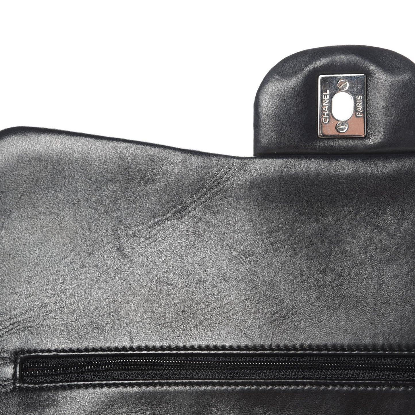 Lambskin Quilted Jumbo Double Flap Black
