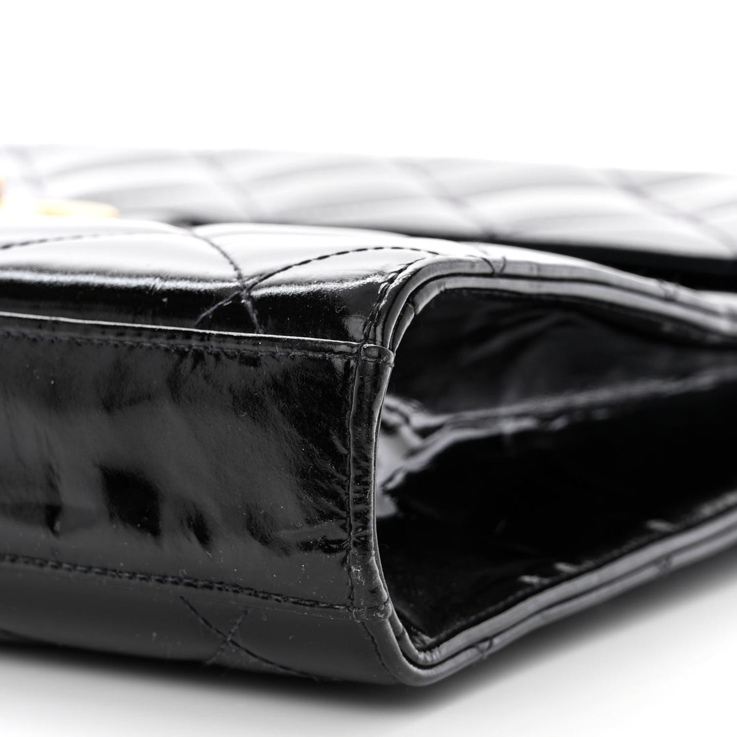 Patent Quilted Briefcase Laptop Bag Black