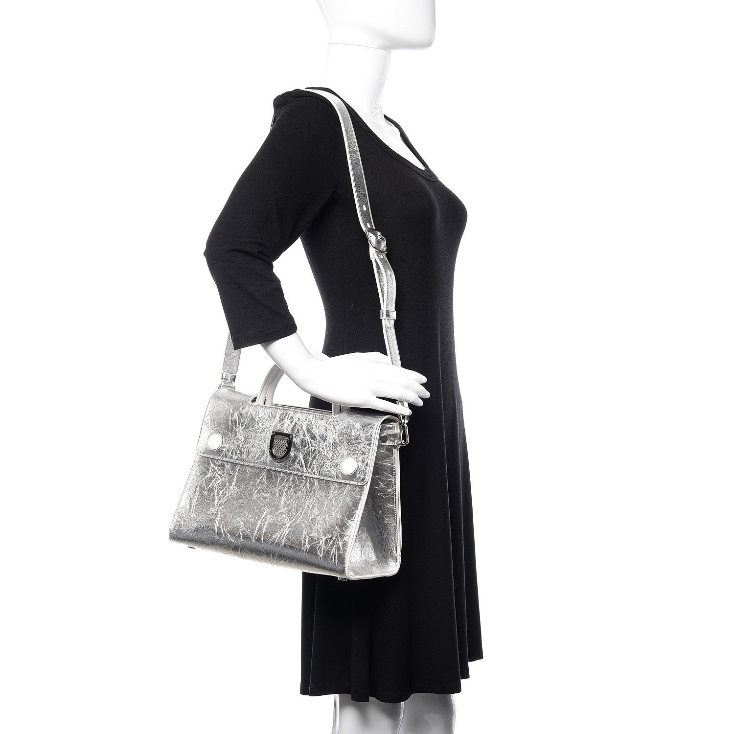 Christian Dior Metallic Calfskin Medium Diorever Flap Silver 2 of 10