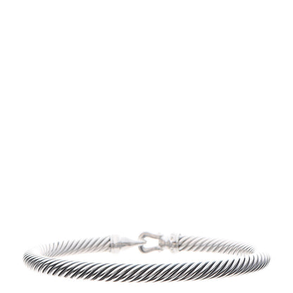 David Yurman Sterling Silver Diamond 5mm Cable Buckle Bracelet 3 of 4