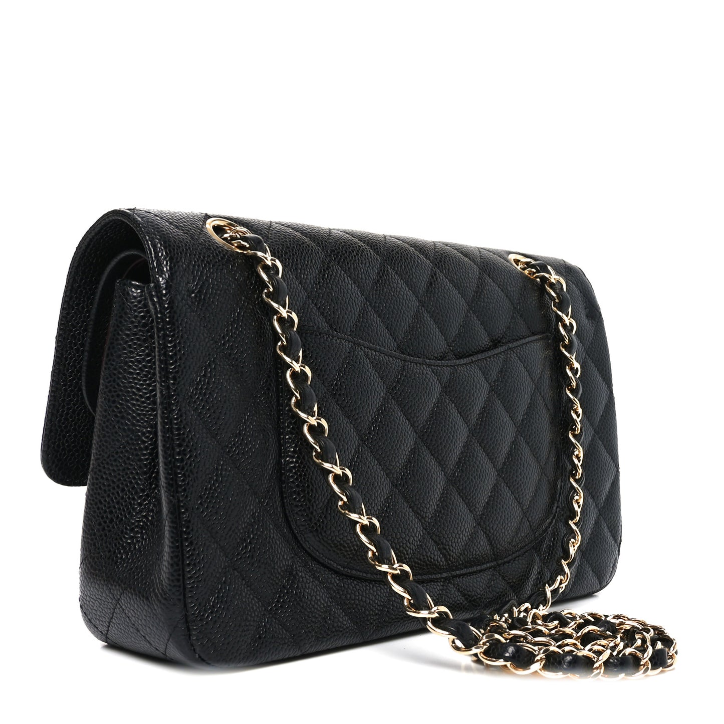 Caviar Quilted Medium Double Flap Black