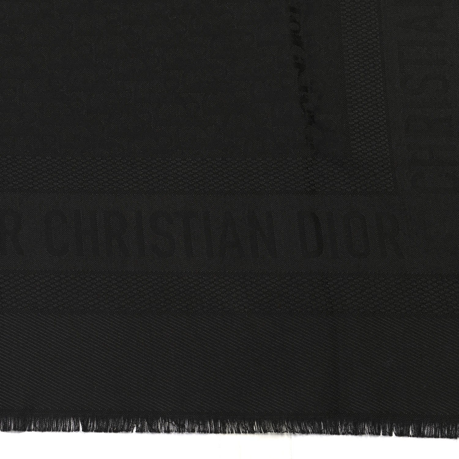 Christian Dior Wool Silk Oblique Shawl Black 2 of 4