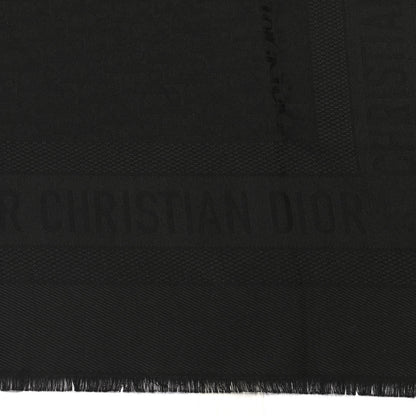 Christian Dior Wool Silk Oblique Shawl Black 2 of 4