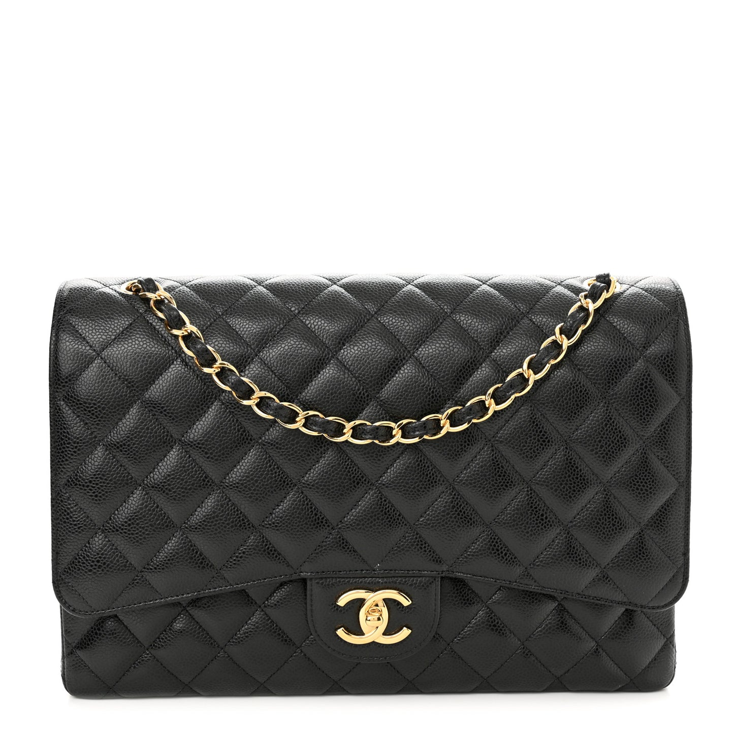 Caviar Quilted Maxi Double Flap Black